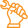 Hand holding a tool icon